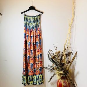 Summer Prints Bohemian Strapless Maxi Dress